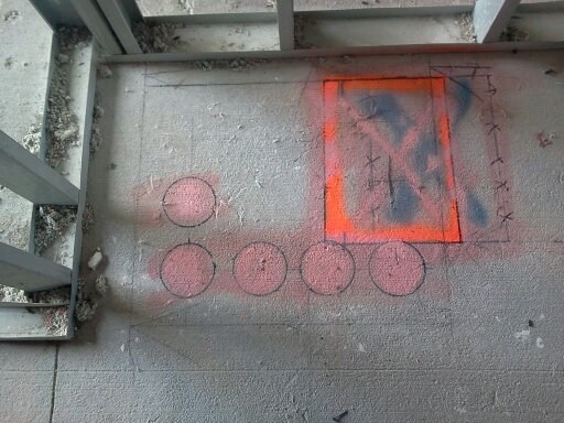 proper way to lay out marking for core drilling holes in concrete